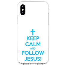 DistinctInk® Clear Shockproof Hybrid Case for Apple iPhone / Samsung Galaxy / Google Pixel - Keep Calm and Follow Jesus