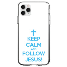 DistinctInk® Clear Shockproof Hybrid Case for Apple iPhone / Samsung Galaxy / Google Pixel - Keep Calm and Follow Jesus
