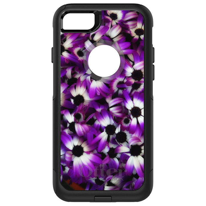 DistinctInk OtterBox Commuter Series Case for Apple iPhone or Samsung Galaxy - Purple White Black Flowers