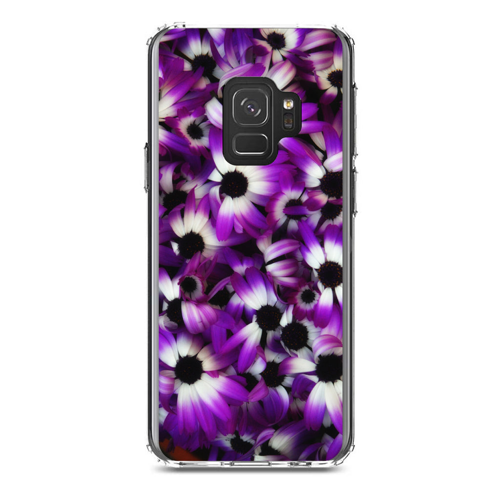 Purple White Black Flowers Clear Shockproof iPhone Case, view 19