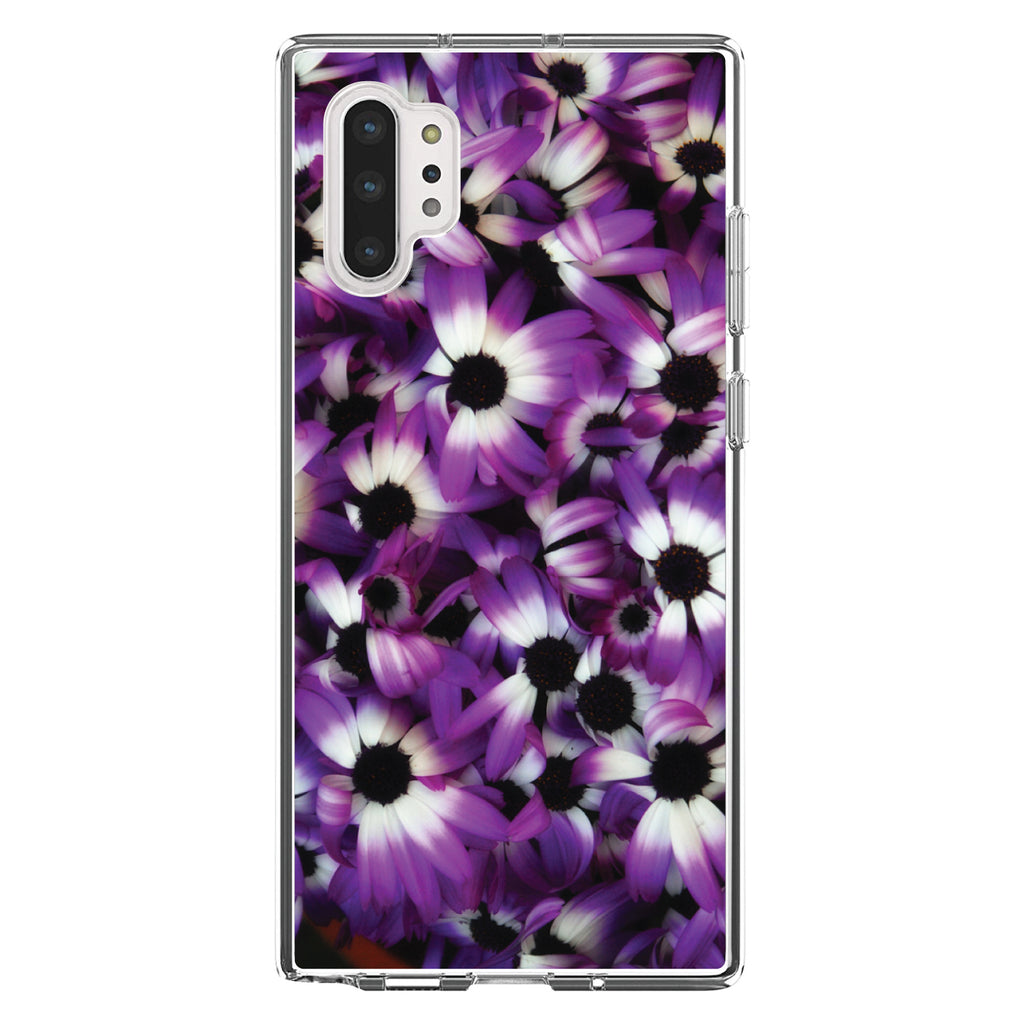 Purple White Black Flowers Clear Shockproof iPhone Case, view 10