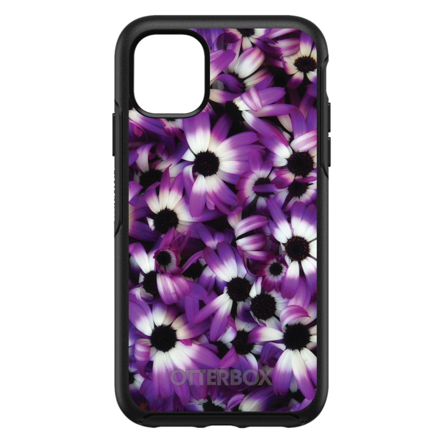 DistinctInk™ OtterBox Symmetry Series Case for Apple iPhone / Samsung Galaxy / Google Pixel - Purple White Black Flowers