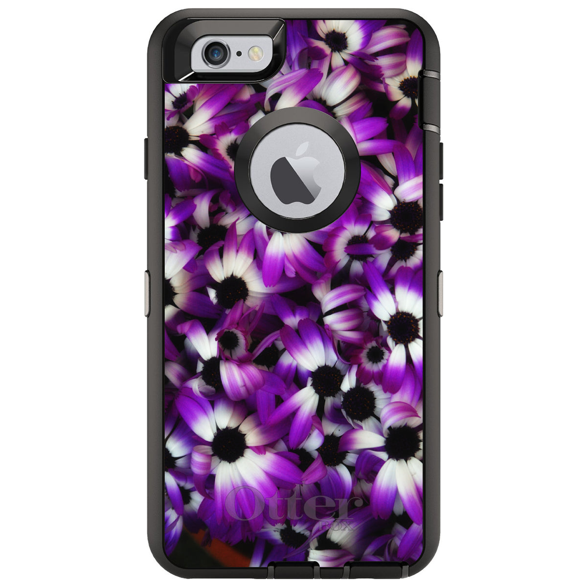 Purple White Black Flowers OtterBox Defender Case for iPhone & Galaxy, view 4