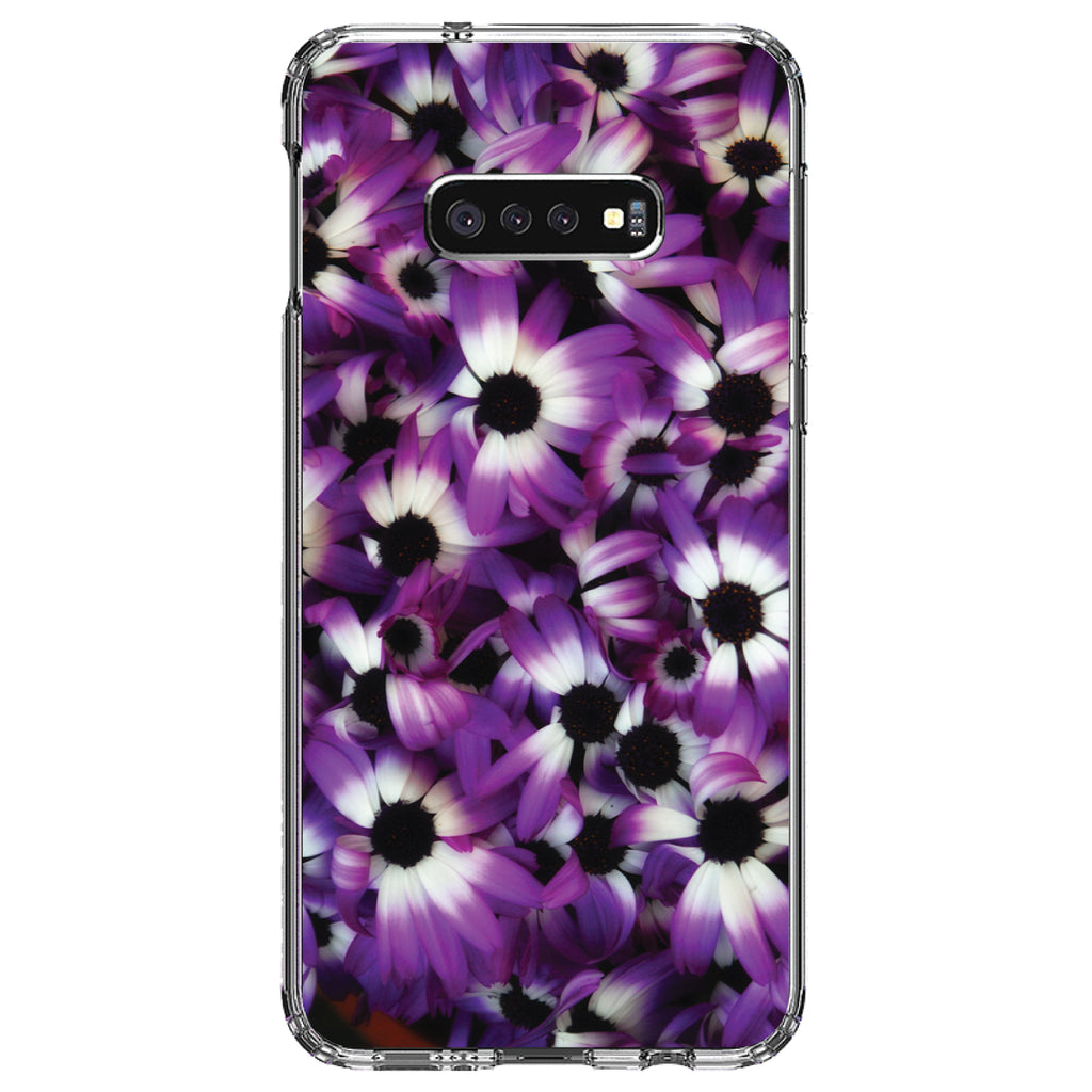 Purple White Black Flowers Clear Shockproof iPhone Case, view 18