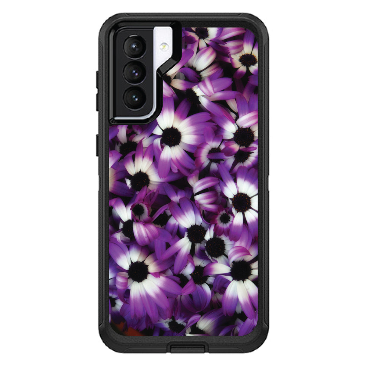 Purple White Black Flowers OtterBox Defender Case for iPhone & Galaxy, view 6