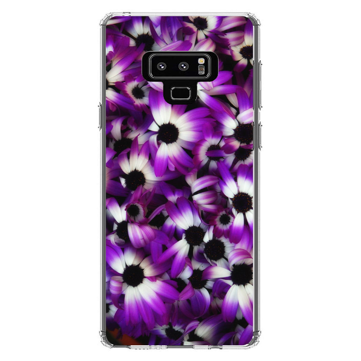 Purple White Black Flowers Clear Shockproof iPhone Case, view 11