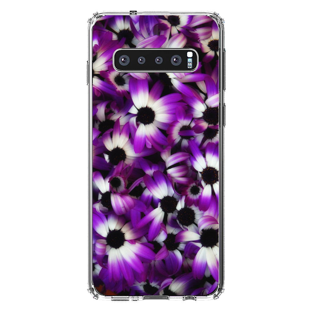 Purple White Black Flowers Clear Shockproof iPhone Case, view 17