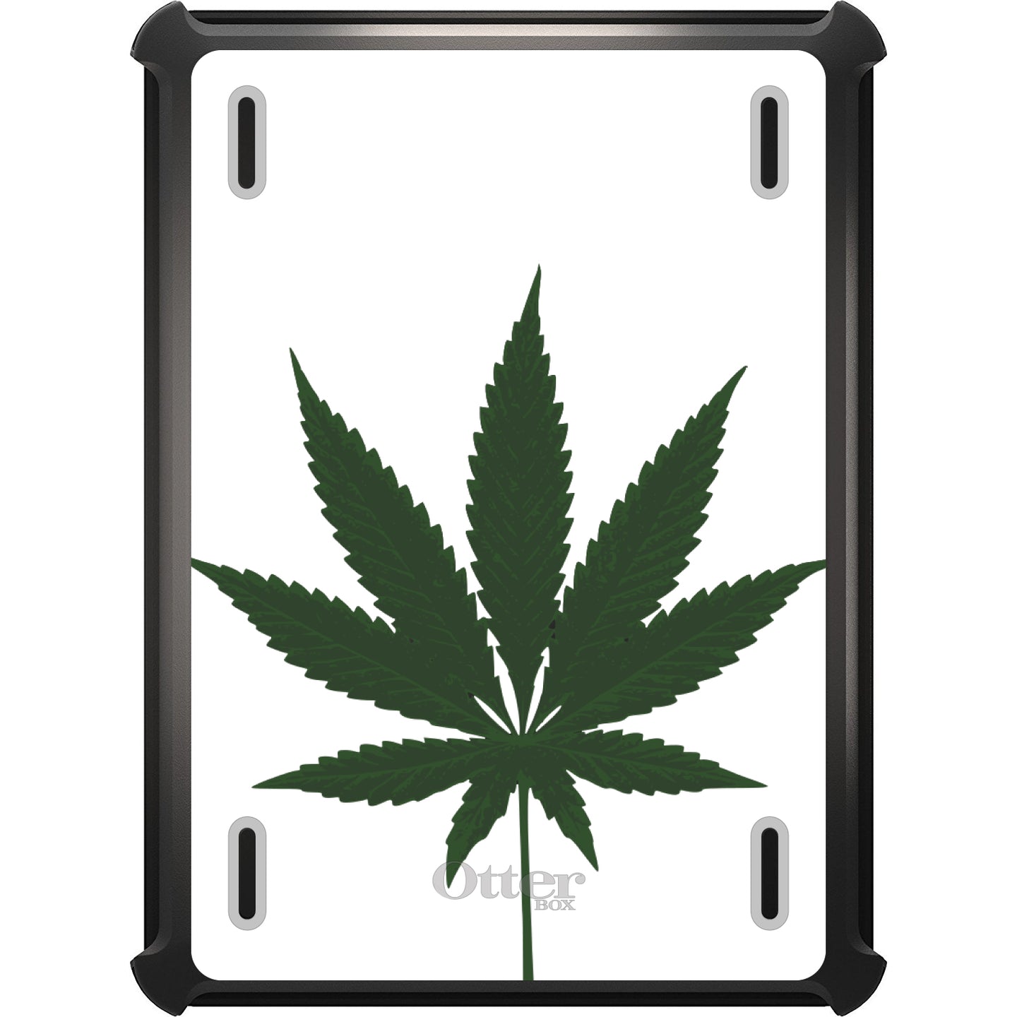 DistinctInk™ OtterBox Defender Series Case for Apple iPad / iPad Pro / iPad Air / iPad Mini - Marijuana Leaf Drawing