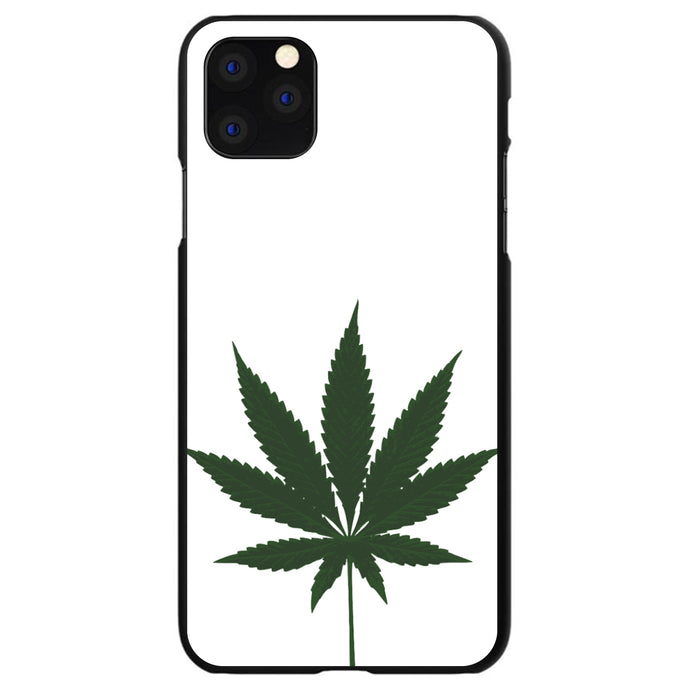 DistinctInk® Hard Plastic Snap-On Case for Apple iPhone or Samsung Galaxy - Marijuana Leaf Drawing