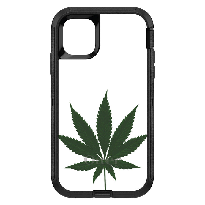 DistinctInk™ OtterBox Defender Series Case for Apple iPhone / Samsung Galaxy / Google Pixel - Marijuana Leaf Drawing
