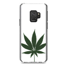 DistinctInk® Clear Shockproof Hybrid Case for Apple iPhone / Samsung Galaxy / Google Pixel - Marijuana Leaf Drawing