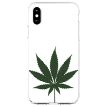DistinctInk® Clear Shockproof Hybrid Case for Apple iPhone / Samsung Galaxy / Google Pixel - Marijuana Leaf Drawing