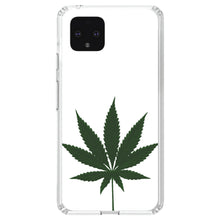 DistinctInk® Clear Shockproof Hybrid Case for Apple iPhone / Samsung Galaxy / Google Pixel - Marijuana Leaf Drawing