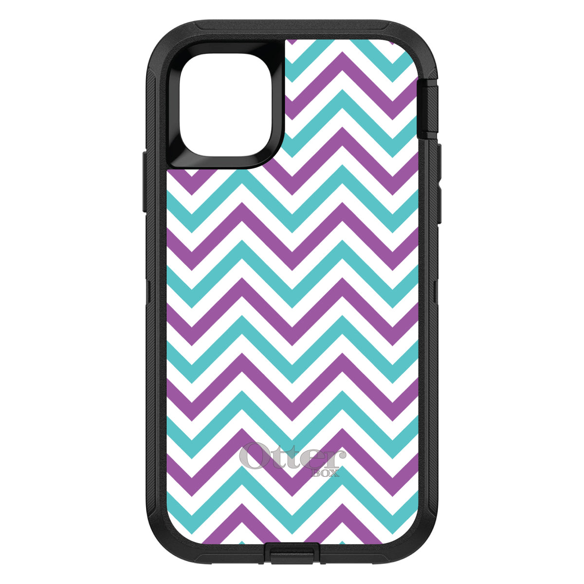 Purple Teal Chevron Stripes OtterBox Defender Case for iPhone & Galaxy, view 2