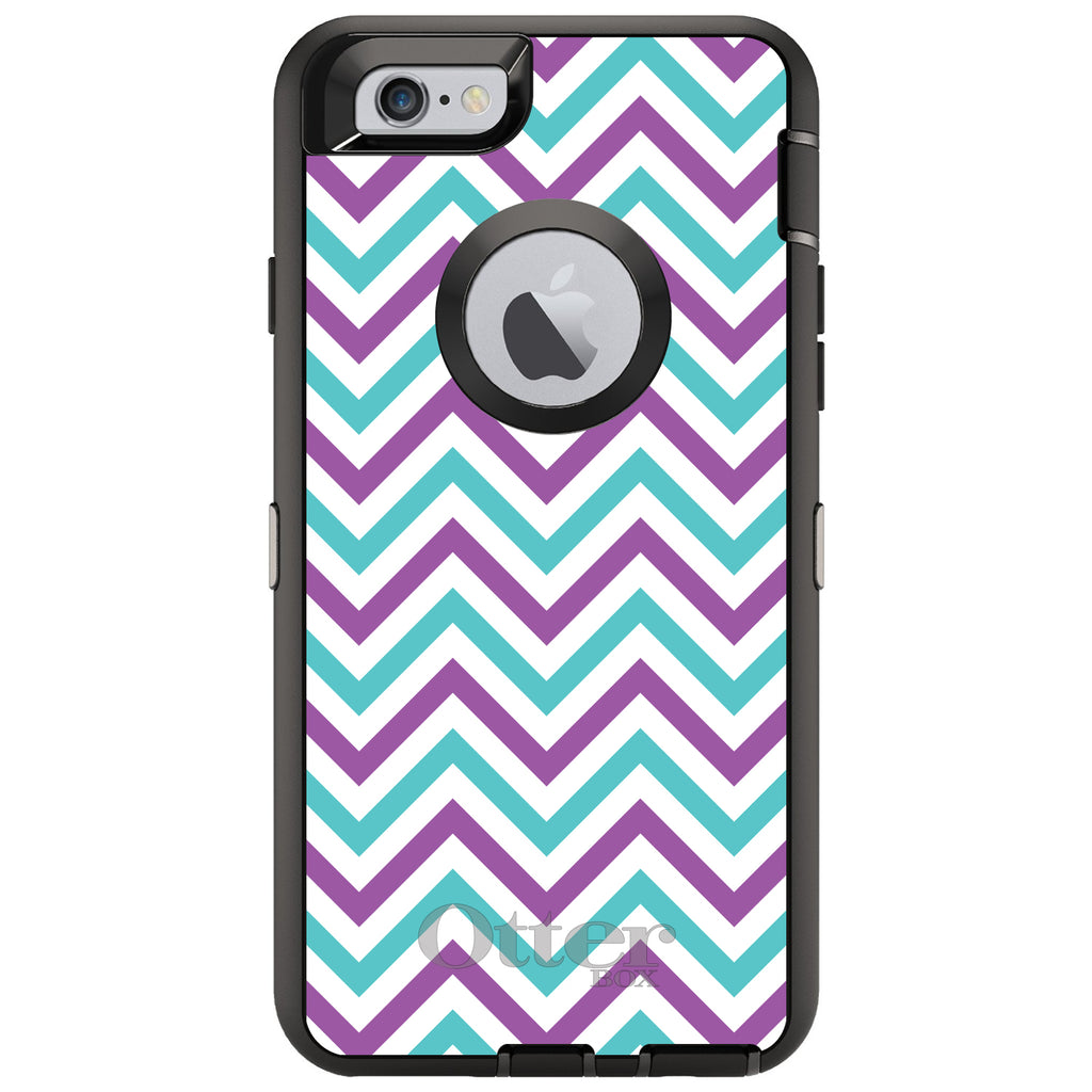 Purple Teal Chevron Stripes OtterBox Defender Case for iPhone & Galaxy, view 4