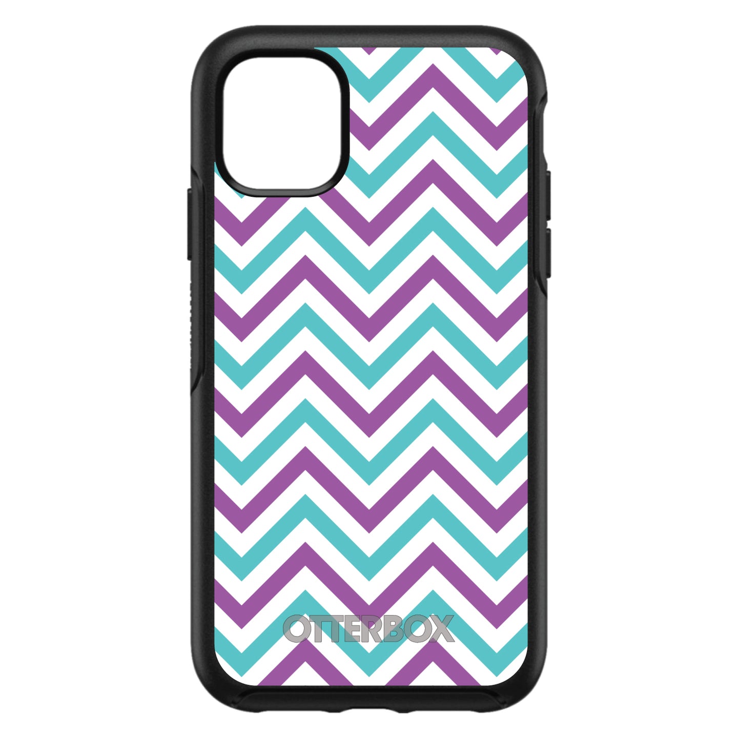DistinctInk™ OtterBox Symmetry Series Case for Apple iPhone / Samsung Galaxy / Google Pixel - Purple Teal Chevron Stripes