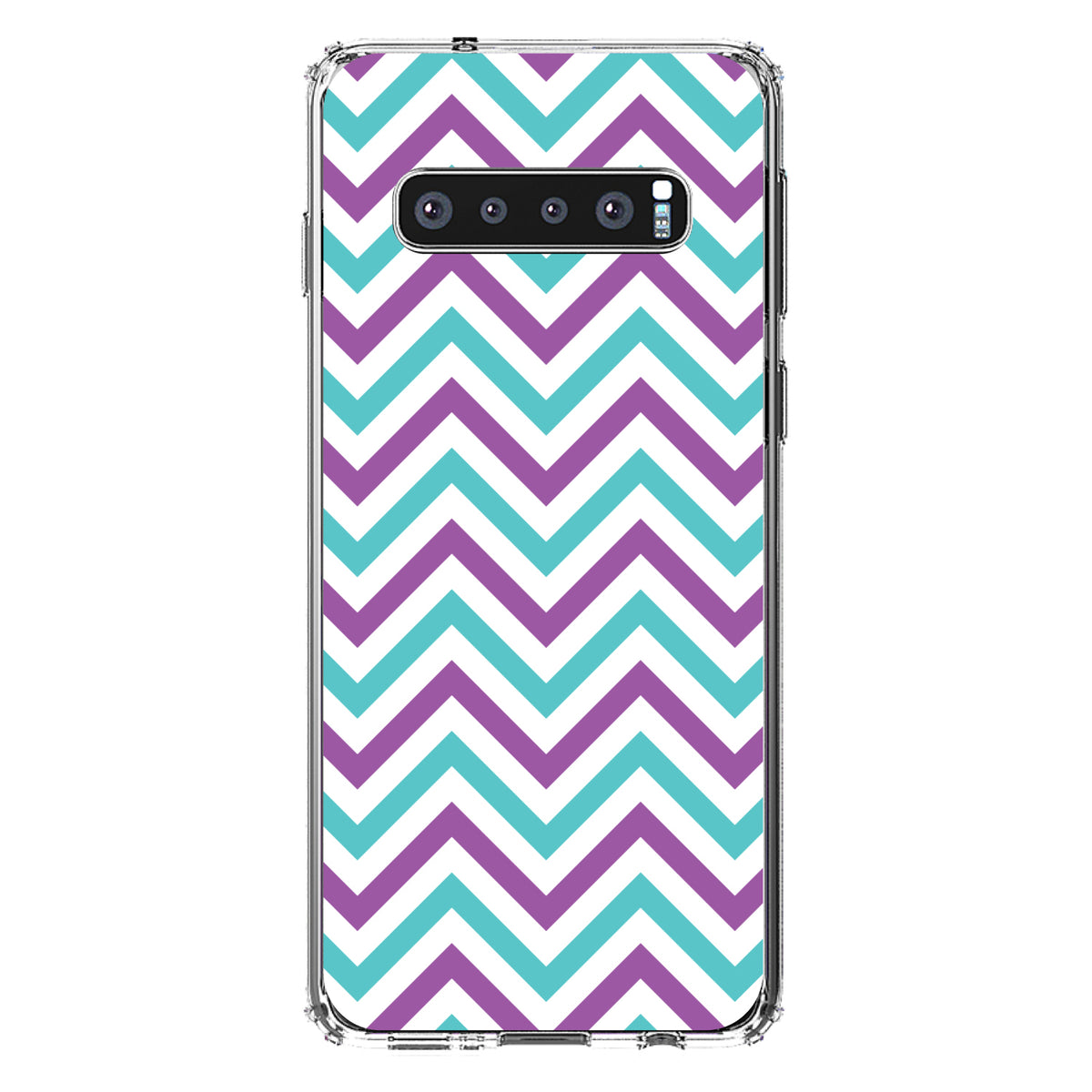 Purple Teal Chevron Stripes Clear Shockproof iPhone Case, view 16