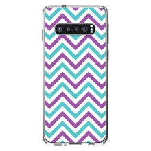 DistinctInk® Clear Shockproof Hybrid Case for Apple iPhone / Samsung Galaxy / Google Pixel - Purple Teal Chevron Stripes