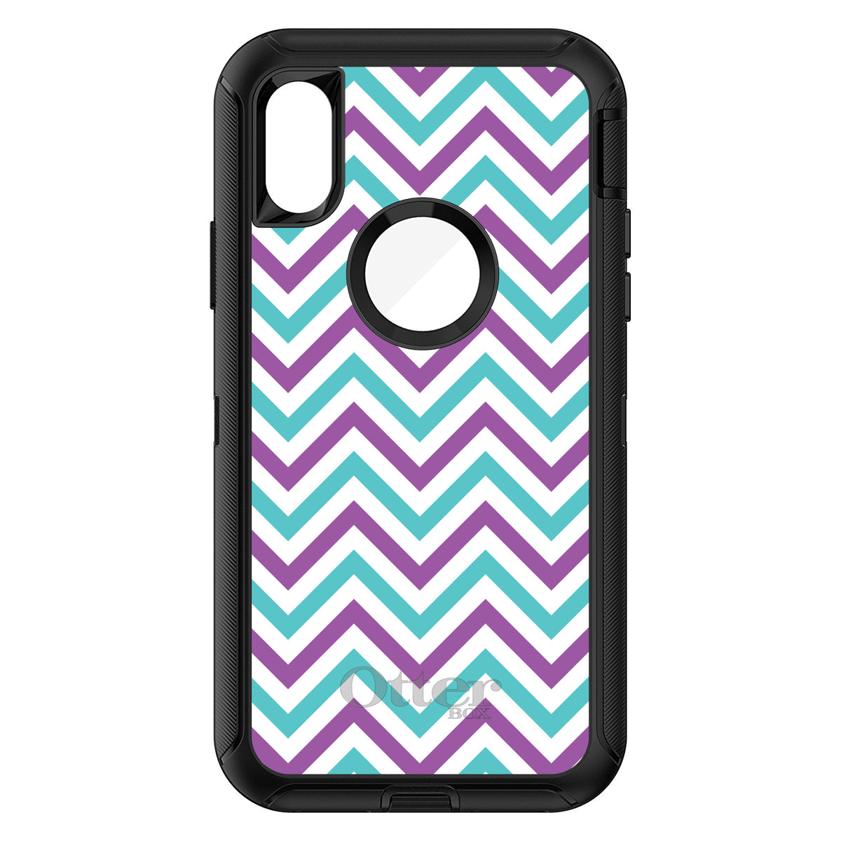Purple Teal Chevron Stripes OtterBox Defender Case for iPhone & Galaxy, view 3