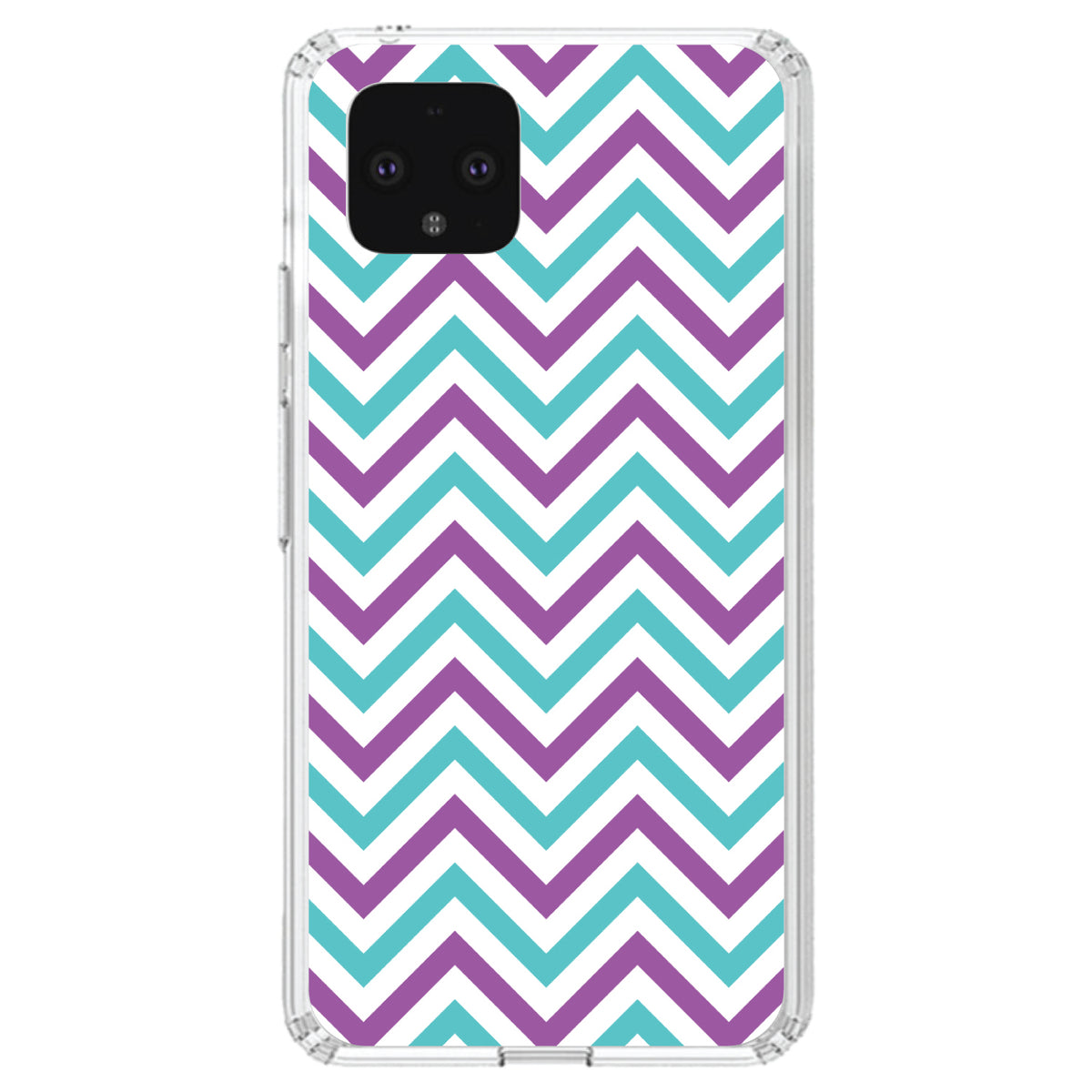 Purple Teal Chevron Stripes Clear Shockproof iPhone Case, view 24