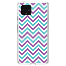 DistinctInk® Clear Shockproof Hybrid Case for Apple iPhone / Samsung Galaxy / Google Pixel - Purple Teal Chevron Stripes