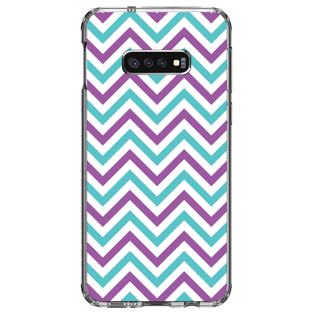 Purple Teal Chevron Stripes Clear Shockproof iPhone Case, view 18