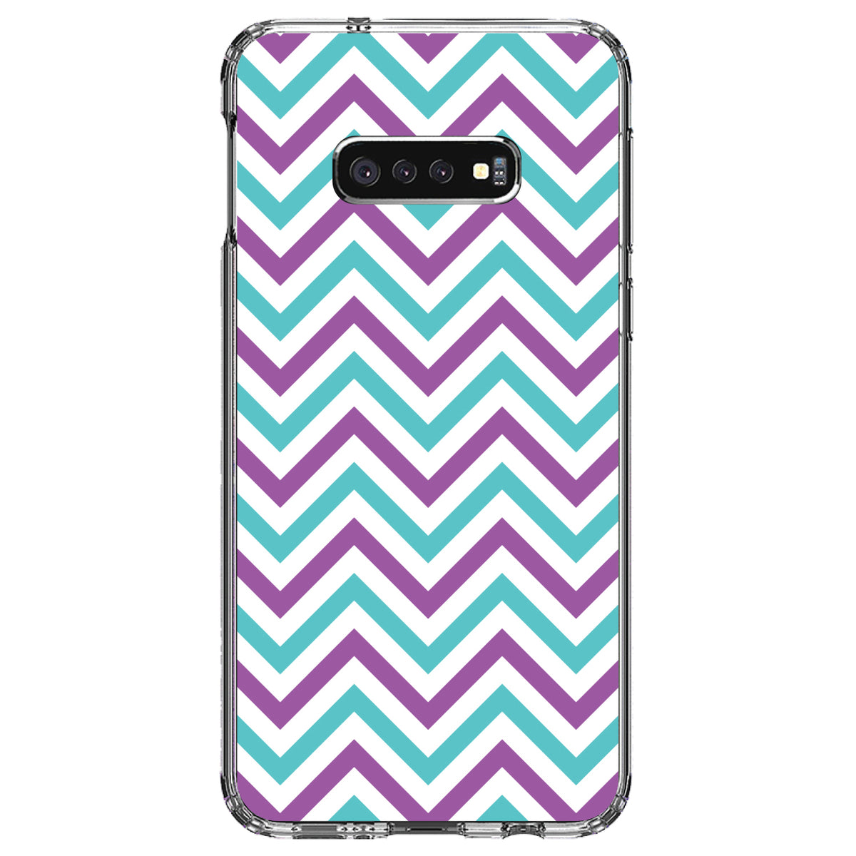 Purple Teal Chevron Stripes Clear Shockproof iPhone Case, view 18