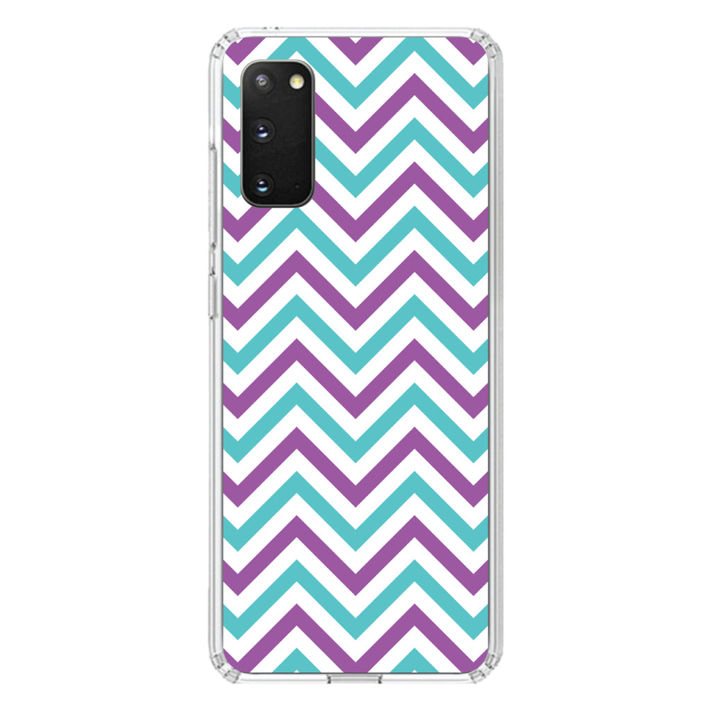 Purple Teal Chevron Stripes Clear Shockproof iPhone Case, view 14