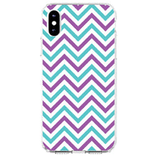DistinctInk® Clear Shockproof Hybrid Case for Apple iPhone / Samsung Galaxy / Google Pixel - Purple Teal Chevron Stripes
