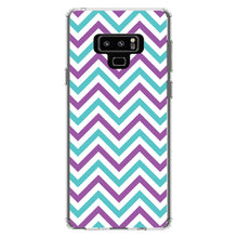 DistinctInk® Clear Shockproof Hybrid Case for Apple iPhone / Samsung Galaxy / Google Pixel - Purple Teal Chevron Stripes