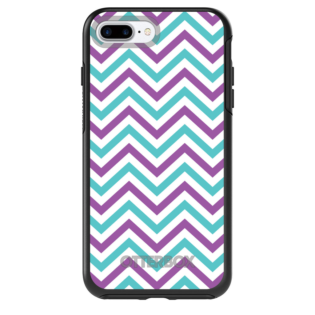 Purple Teal Chevron Stripes OtterBox Symmetry Case for iPhone & Galaxy, view 2