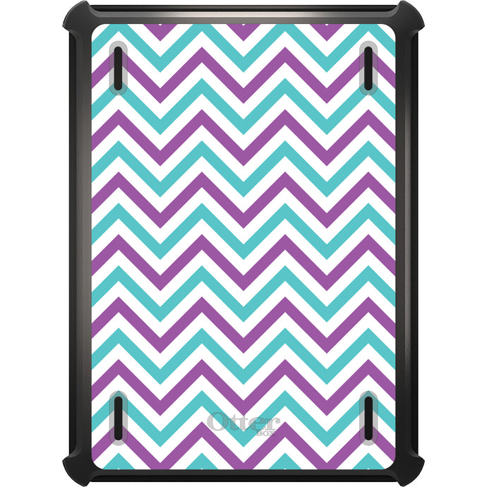 DistinctInk™ OtterBox Defender Series Case for Apple iPad / iPad Pro / iPad Air / iPad Mini - Purple Teal Chevron Stripes
