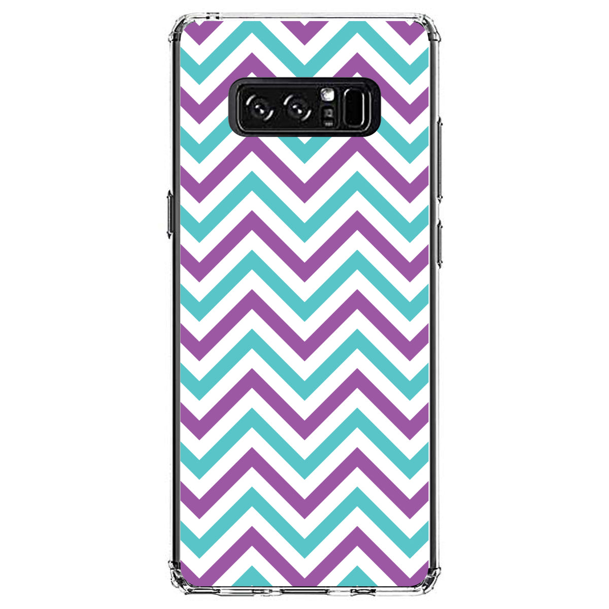 Purple Teal Chevron Stripes Clear Shockproof iPhone Case, view 12