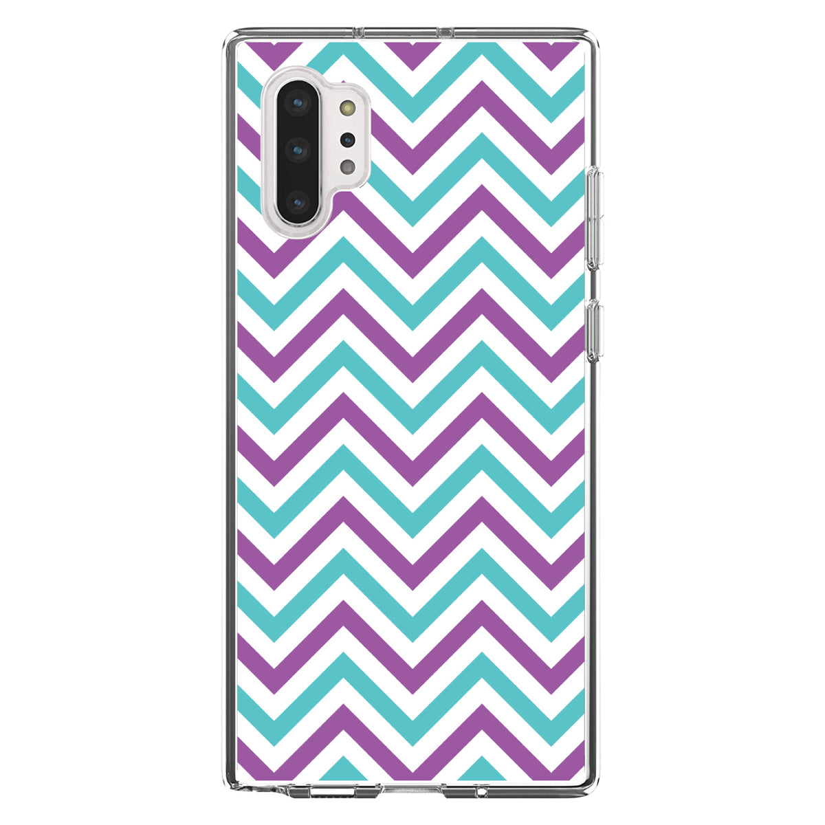 Purple Teal Chevron Stripes Clear Shockproof iPhone Case, view 10