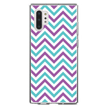 DistinctInk® Clear Shockproof Hybrid Case for Apple iPhone / Samsung Galaxy / Google Pixel - Purple Teal Chevron Stripes