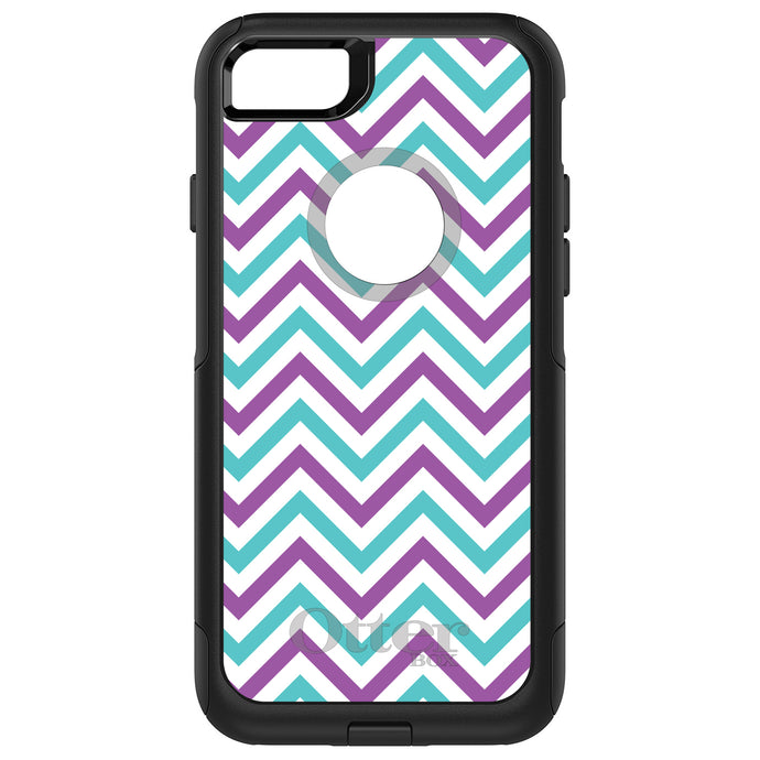 DistinctInk OtterBox Commuter Series Case for Apple iPhone or Samsung Galaxy - Purple Teal Chevron Stripes