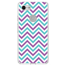 DistinctInk® Clear Shockproof Hybrid Case for Apple iPhone / Samsung Galaxy / Google Pixel - Purple Teal Chevron Stripes