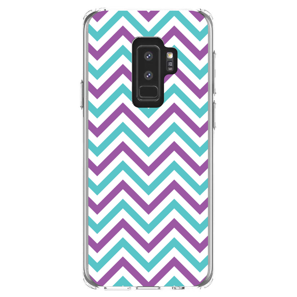 Purple Teal Chevron Stripes Clear Shockproof iPhone Case, view 20