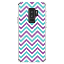 DistinctInk® Clear Shockproof Hybrid Case for Apple iPhone / Samsung Galaxy / Google Pixel - Purple Teal Chevron Stripes