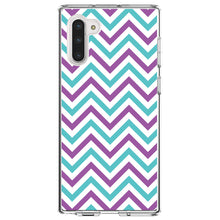 DistinctInk® Clear Shockproof Hybrid Case for Apple iPhone / Samsung Galaxy / Google Pixel - Purple Teal Chevron Stripes