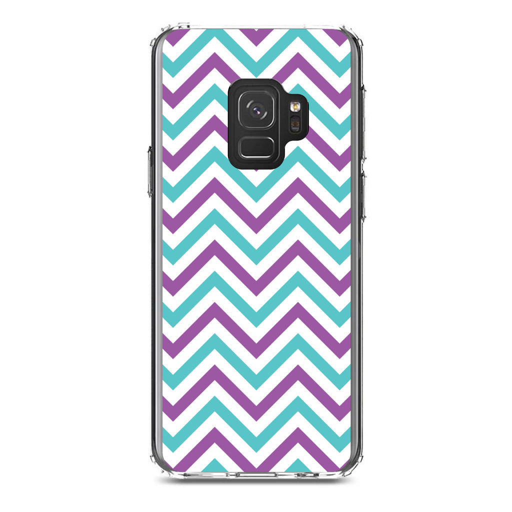 Purple Teal Chevron Stripes Clear Shockproof iPhone Case, view 19