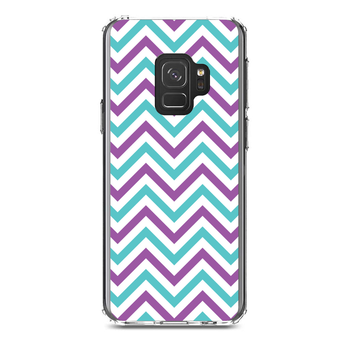 Purple Teal Chevron Stripes Clear Shockproof iPhone Case, view 19