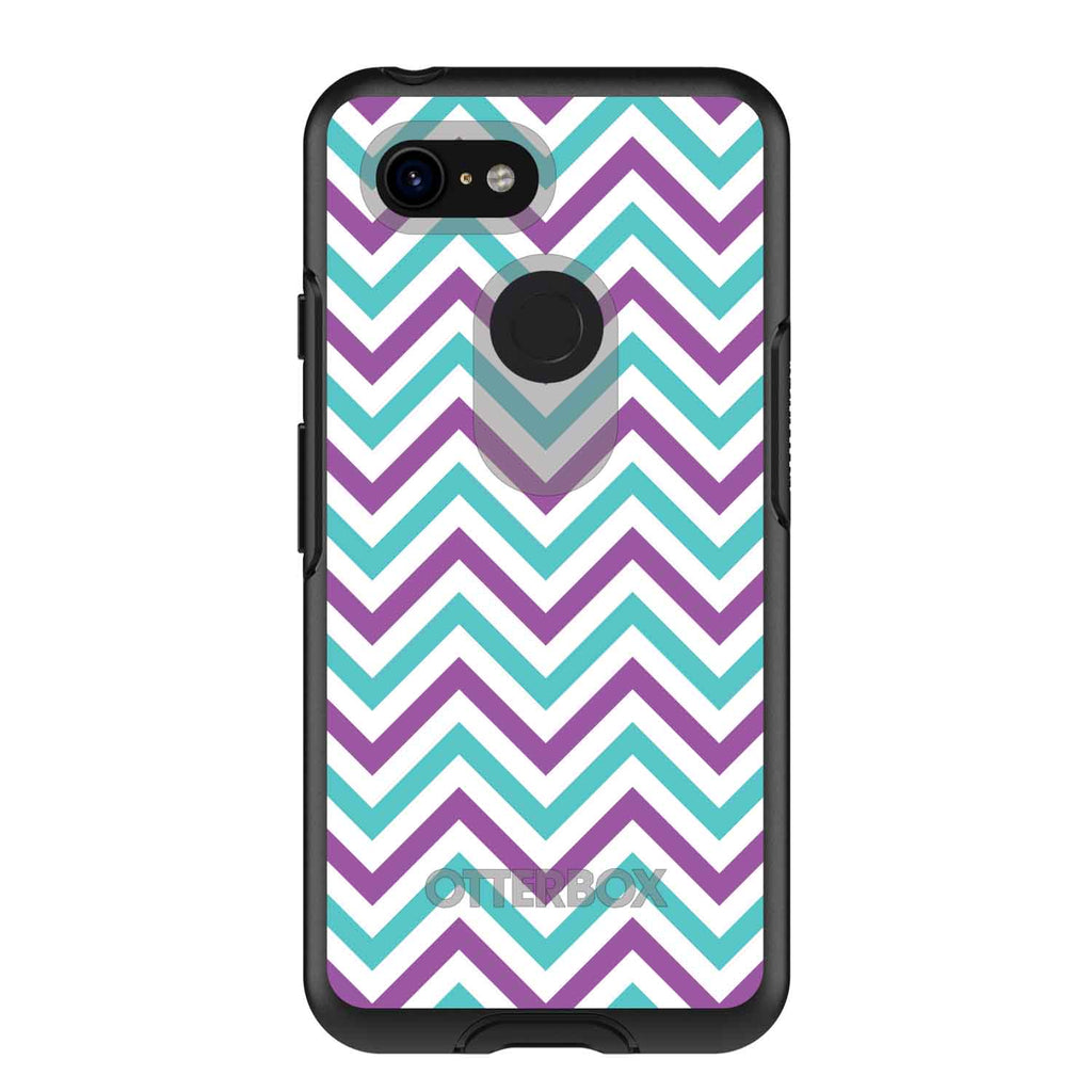 Purple Teal Chevron Stripes OtterBox Symmetry Case for iPhone & Galaxy, view 15