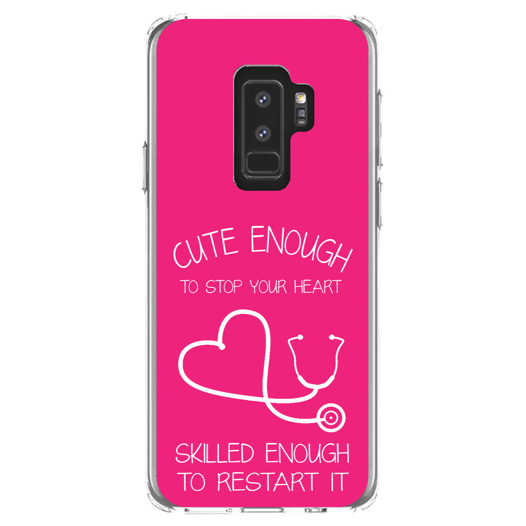 Hot Pink Nurse Stethoscope Heart Clear Shockproof iPhone Case, view 20