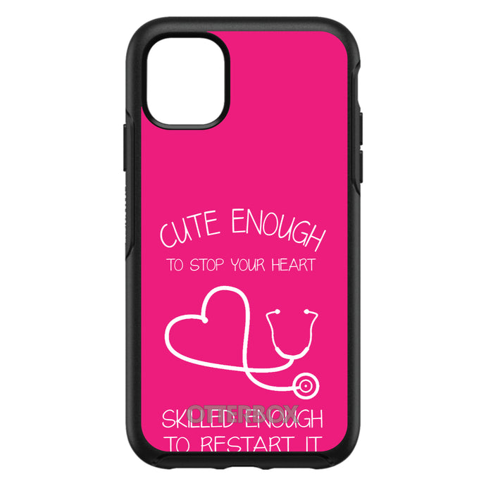 DistinctInk™ OtterBox Symmetry Series Case for Apple iPhone / Samsung Galaxy / Google Pixel - Hot Pink Nurse Stethoscope Heart