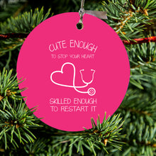 Hot Pink Nurse Stethoscope Heart Ceramic Ornament
