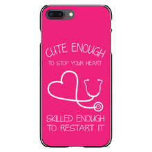 DistinctInk® Hard Plastic Snap-On Case for Apple iPhone or Samsung Galaxy - Hot Pink Nurse Stethoscope Heart