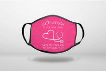 Hot Pink Nurse Stethoscope Heart - 3-Ply Reusable Soft Face Mask Covering, Unisex, Cotton Inner Layer