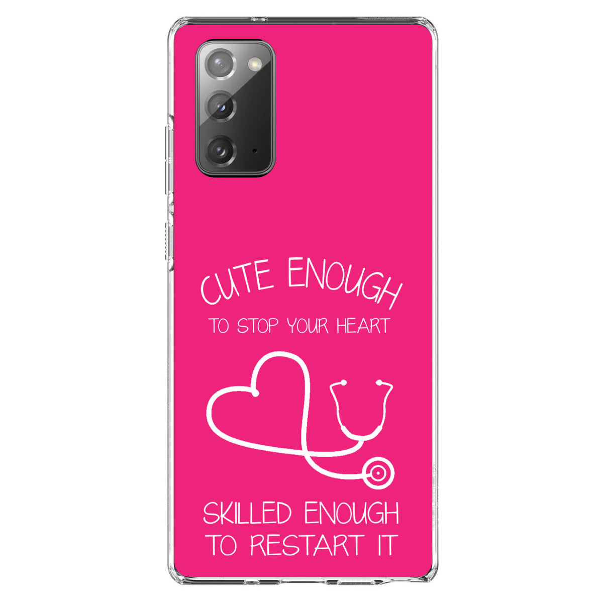 Hot Pink Nurse Stethoscope Heart Clear Shockproof iPhone Case, view 8