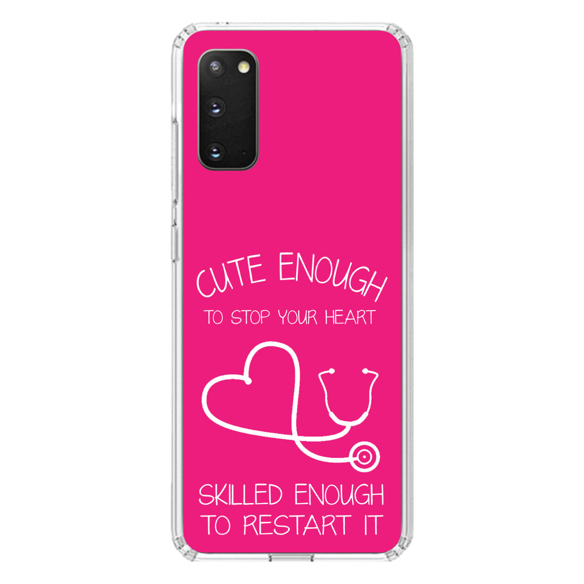 Hot Pink Nurse Stethoscope Heart Clear Shockproof iPhone Case, view 15